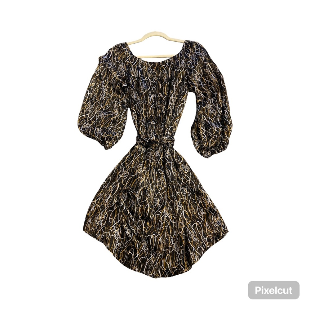 DVF Black and Gold silk shirt Dress